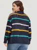Contrast Striped Button Through Hollow Out Cardigan sold by Bloomchic