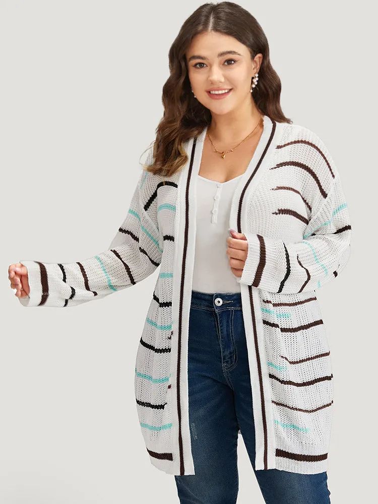 Striped Open Front Contrast Mesh Cardigan sold by Bloomchic product image thumbnail 5