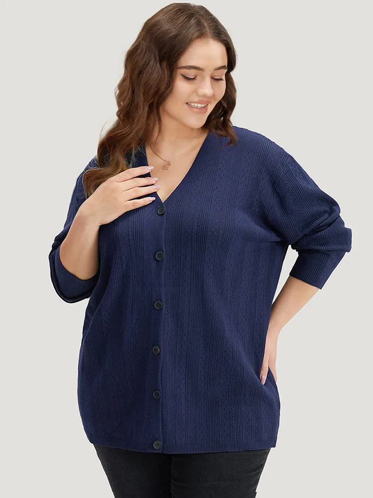 Solid Button Down Very Stretchy Cardigan sold by Bloomchic product image thumbnail 3