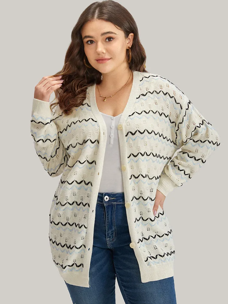 UltraCool Wave Striped Eyelet Button Through Cardigan sold by Bloomchic product image thumbnail 5