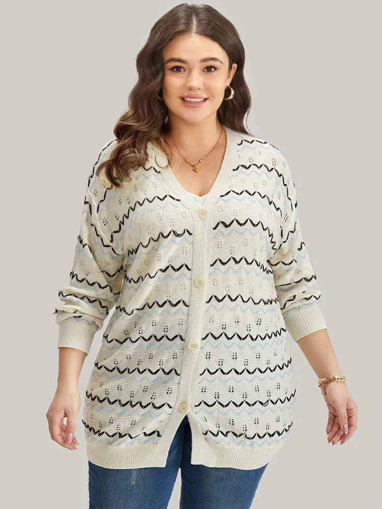 UltraCool Wave Striped Eyelet Button Through Cardigan sold by Bloomchic product image thumbnail 2