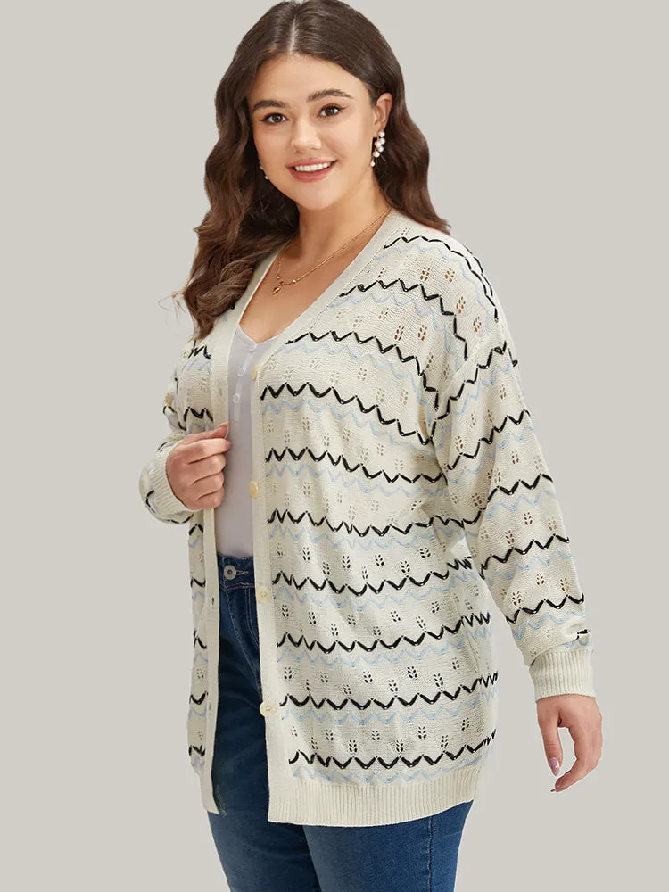UltraCool Wave Striped Eyelet Button Through Cardigan sold by Bloomchic product image thumbnail 3