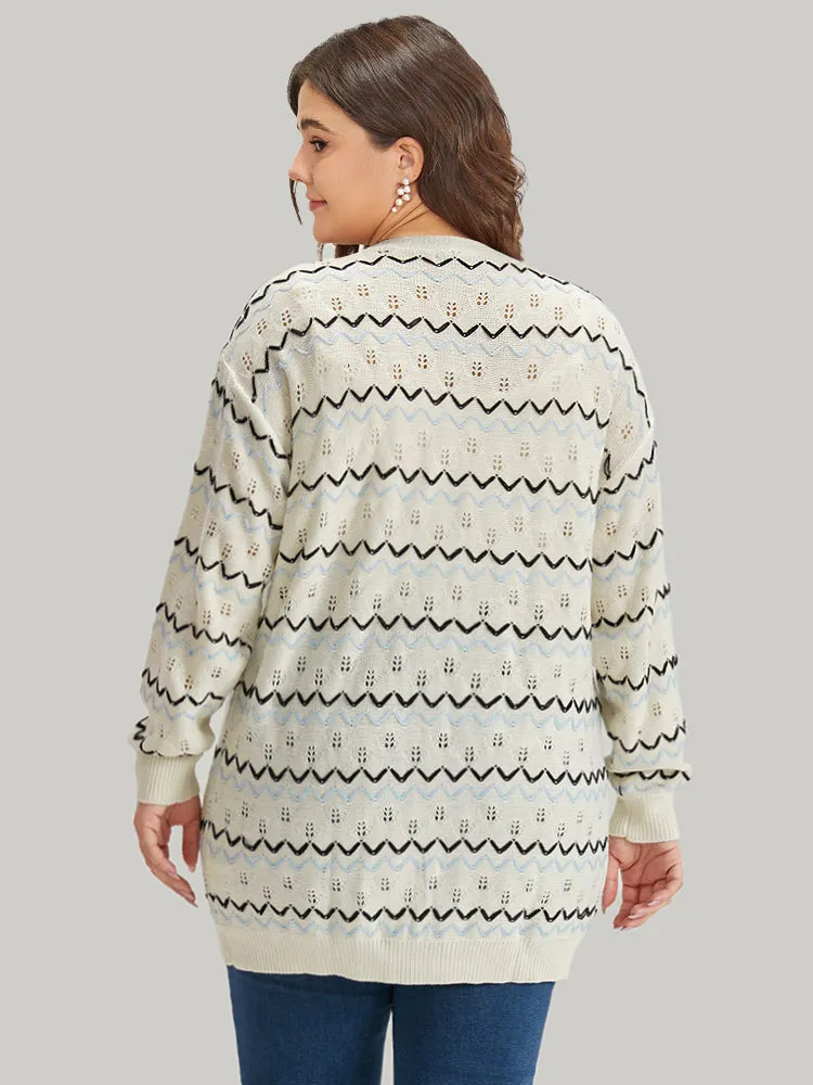 UltraCool Wave Striped Eyelet Button Through Cardigan sold by Bloomchic product image thumbnail 4