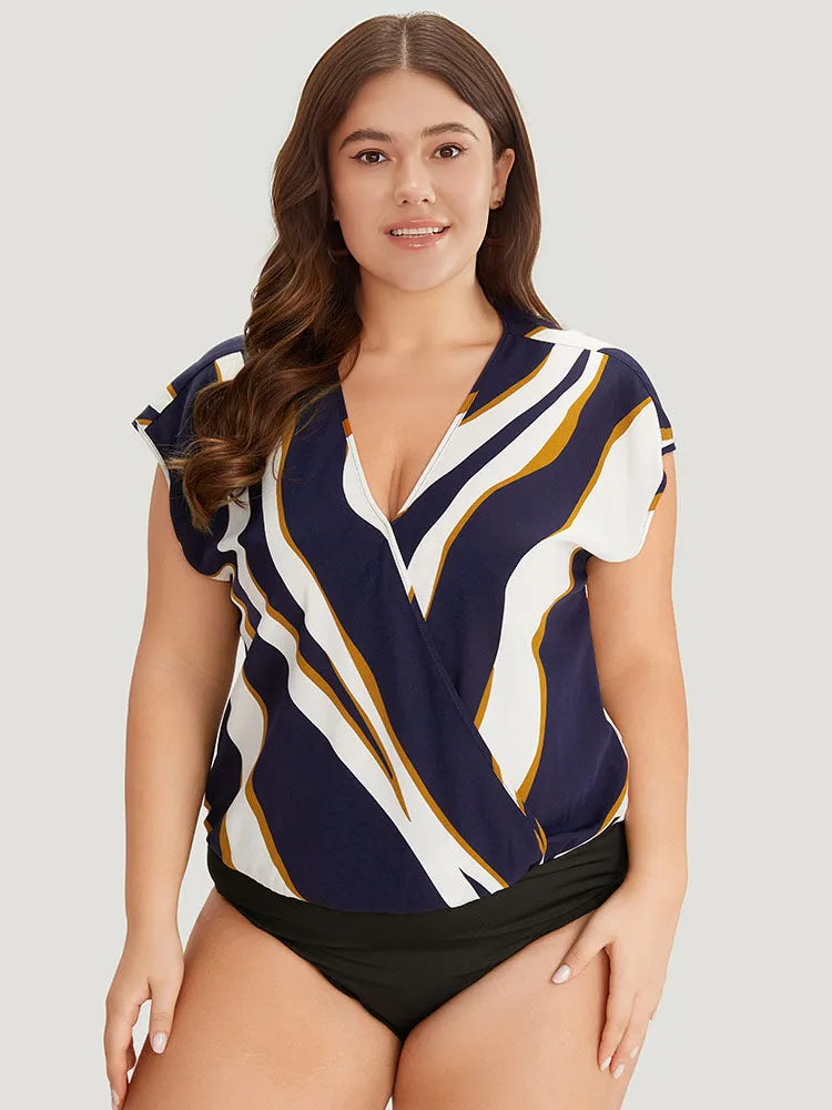 Water Ripple Surplice Neck Dolman Sleeve Bodysuit sold by Bloomchic product image thumbnail 3