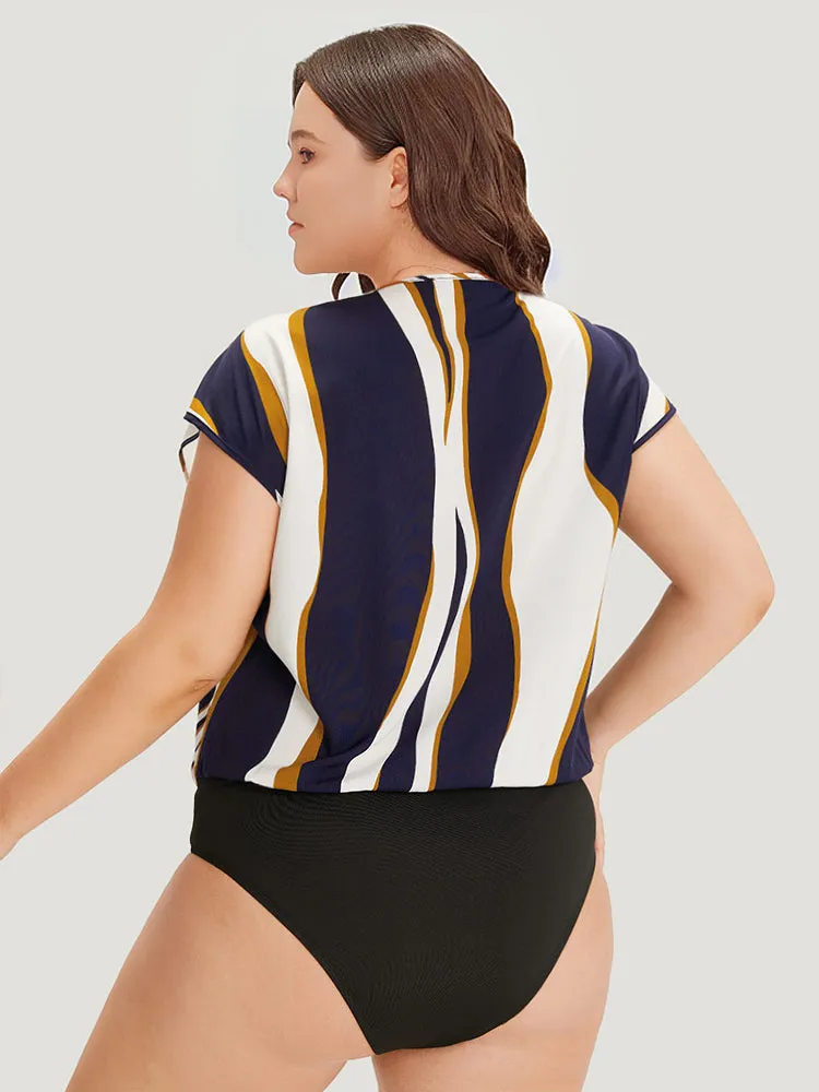 Water Ripple Surplice Neck Dolman Sleeve Bodysuit sold by Bloomchic product image thumbnail 5