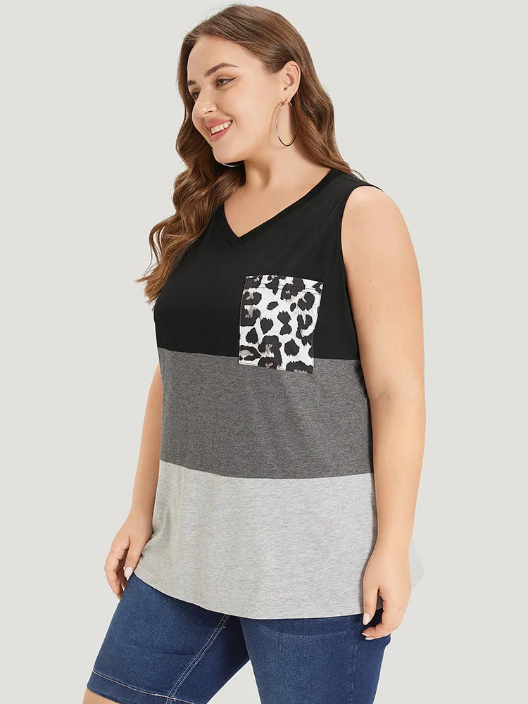 Leopard Contrast Patched Pocket Tank Top sold by Bloomchic product image thumbnail 3