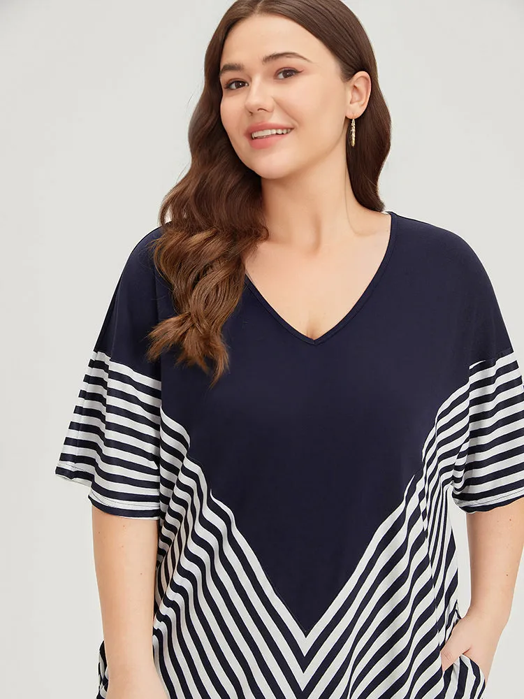 Supersoft Essentials Striped Patchwork Pocket Batwing Sleeve Dress sold by Bloomchic product image thumbnail 5