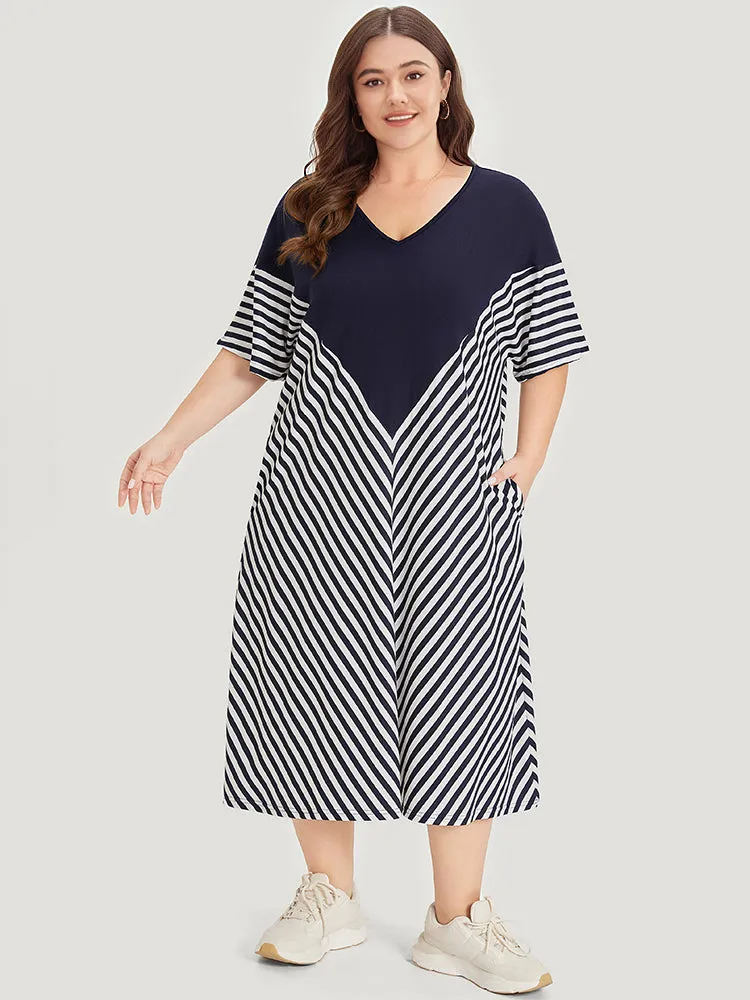 Supersoft Essentials Striped Patchwork Pocket Batwing Sleeve Dress sold by Bloomchic product image thumbnail 2