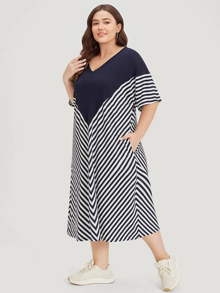 Supersoft Essentials Striped Patchwork Pocket Batwing Sleeve Dress sold by Bloomchic product image thumbnail 3