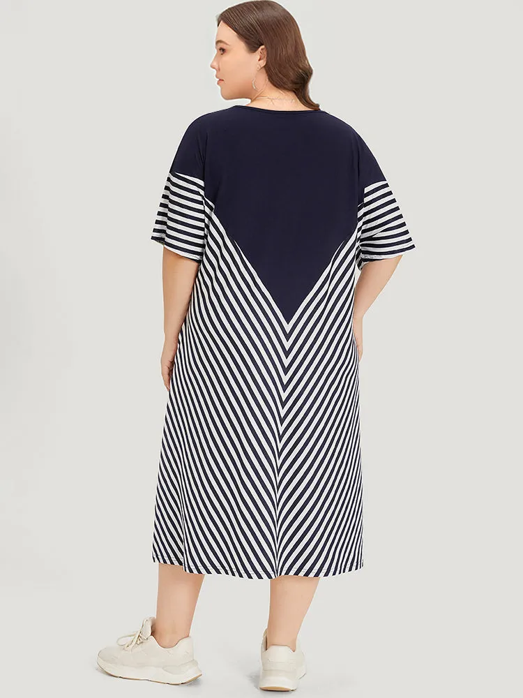 Supersoft Essentials Striped Patchwork Pocket Batwing Sleeve Dress sold by Bloomchic product image thumbnail 4