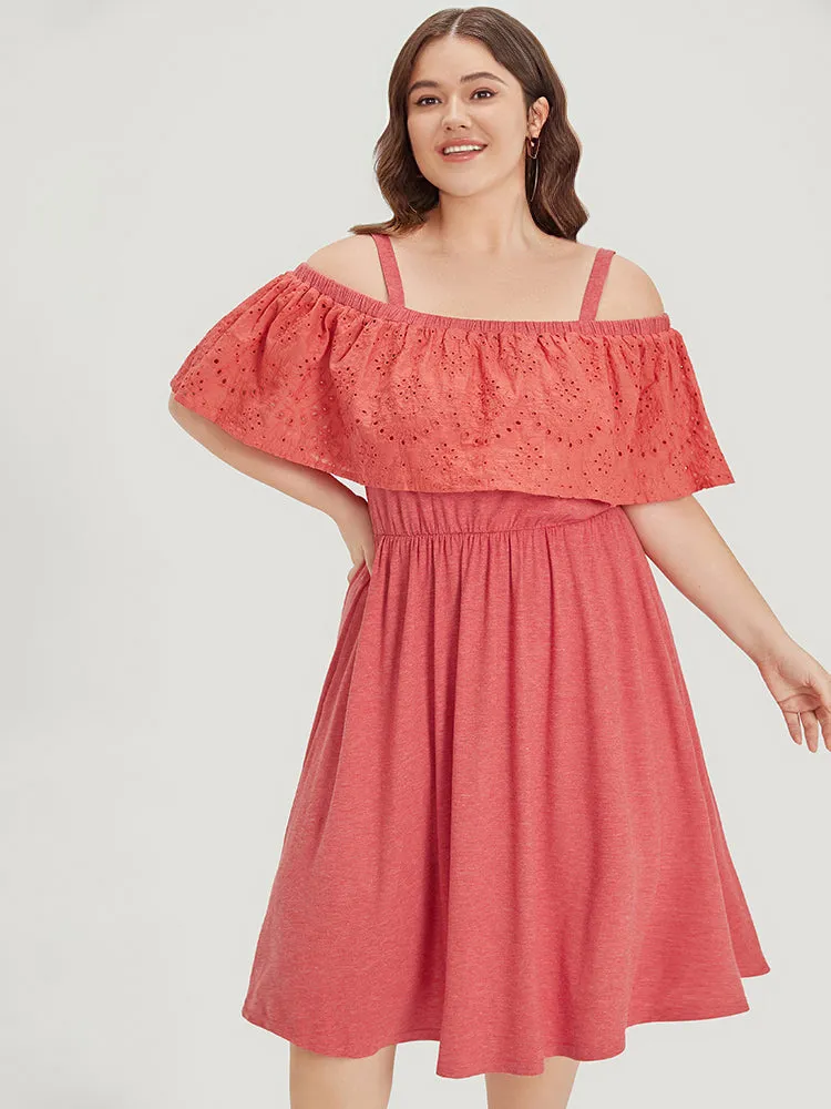 Supersoft Essentials Cold Shoulder Broderie Anglaise Layered Dress sold by Bloomchic