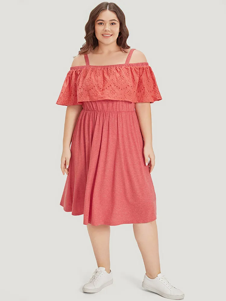 Supersoft Essentials Cold Shoulder Broderie Anglaise Layered Dress sold by Bloomchic product image thumbnail 3
