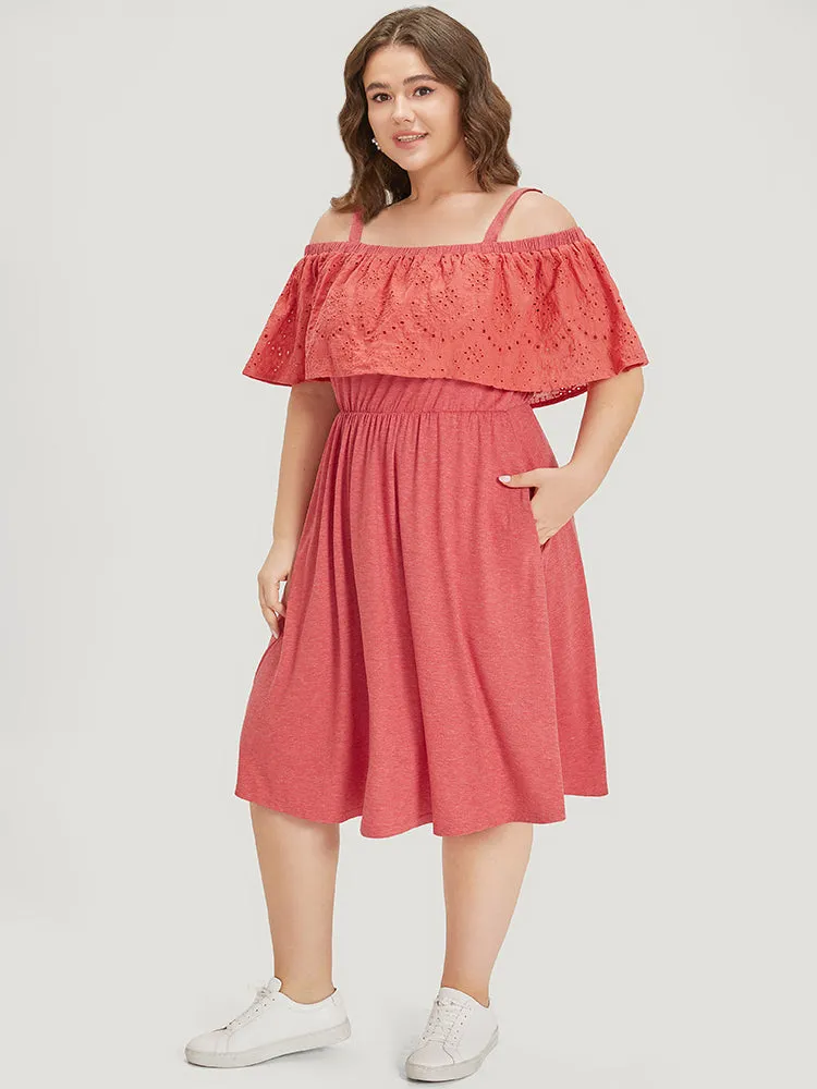 Supersoft Essentials Cold Shoulder Broderie Anglaise Layered Dress sold by Bloomchic product image thumbnail 4