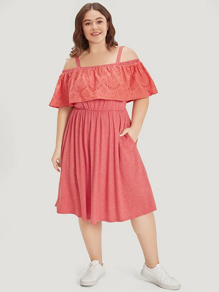 Supersoft Essentials Cold Shoulder Broderie Anglaise Layered Dress sold by Bloomchic product image thumbnail 2