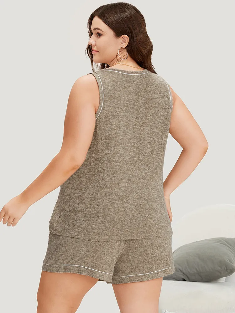 Contrast Button Through Seam Detail Sleep Tank Top sold by Bloomchic product image thumbnail 2