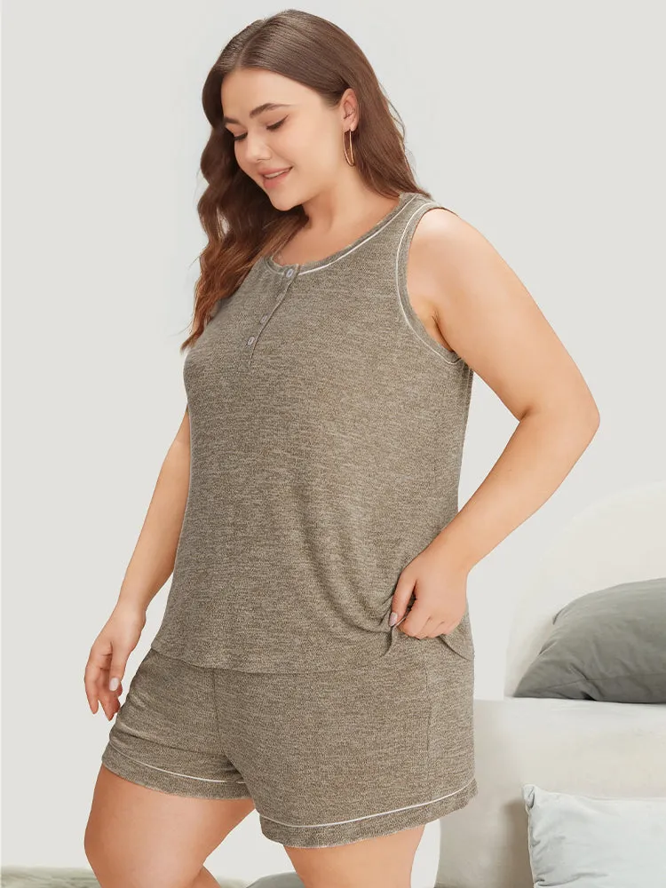 Contrast Button Through Seam Detail Sleep Tank Top sold by Bloomchic product image thumbnail 3