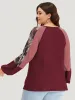 Floral Mesh Patchwork Lantern Sleeve Sweatshirt sold by Bloomchic