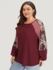 Floral Mesh Patchwork Lantern Sleeve Sweatshirt sold by Bloomchic