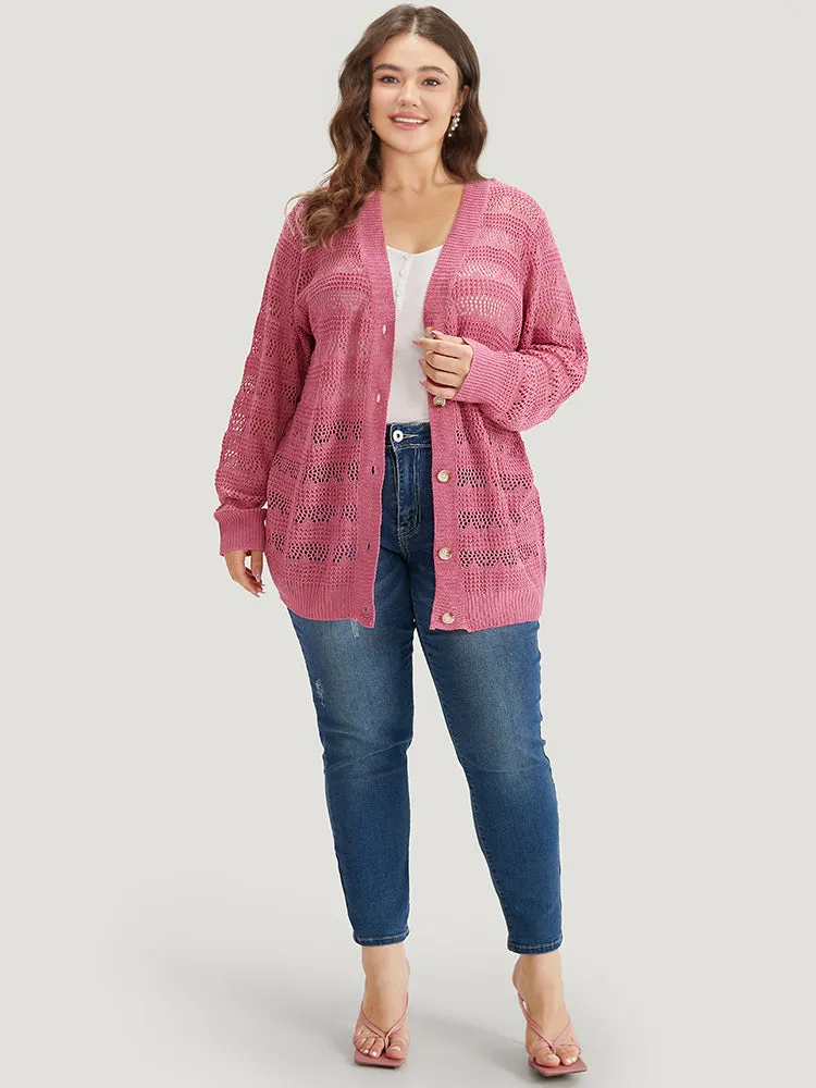 Solid Hollow Out Button Through Bodycon Cardigan sold by Bloomchic product image thumbnail 3