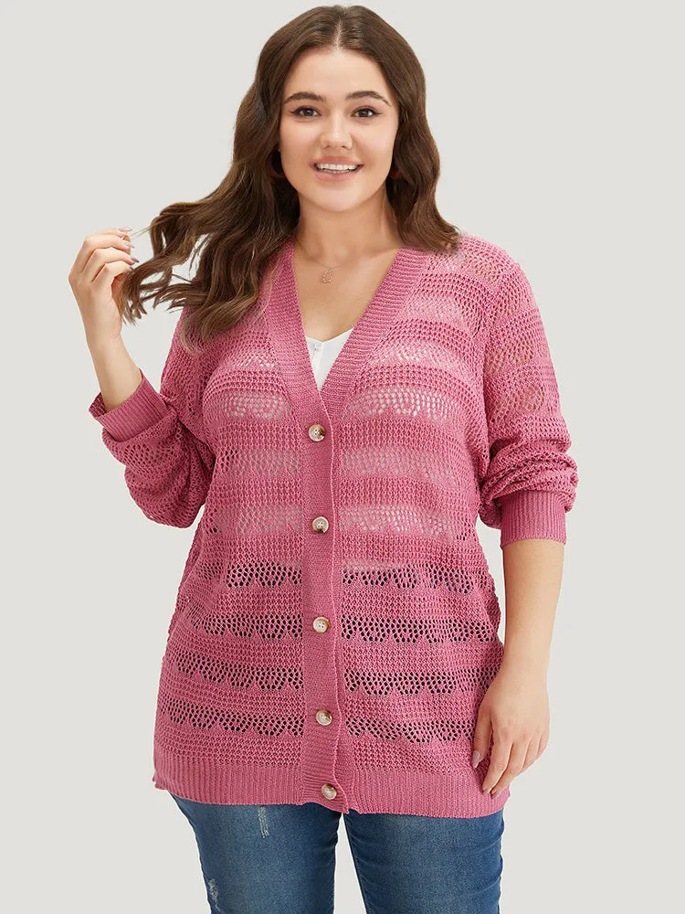 Solid Hollow Out Button Through Bodycon Cardigan sold by Bloomchic product image thumbnail 2