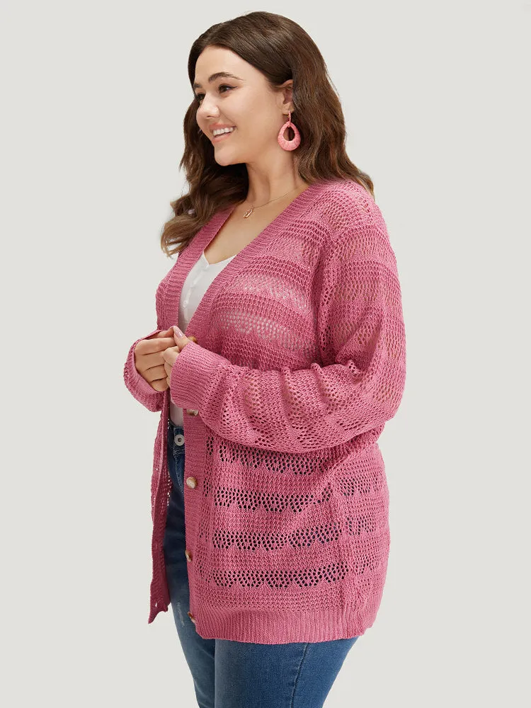 Solid Hollow Out Button Through Bodycon Cardigan sold by Bloomchic product image thumbnail 5