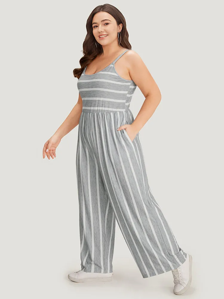 Striped Pocket Elastic Waist Cami Jumpsuit sold by Bloomchic product image thumbnail 3