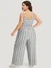 Striped Pocket Elastic Waist Cami Jumpsuit sold by Bloomchic
