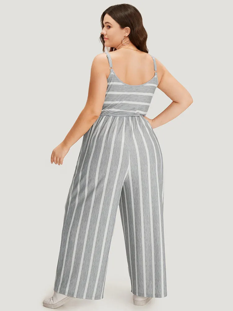 Striped Pocket Elastic Waist Cami Jumpsuit sold by Bloomchic product image thumbnail 4