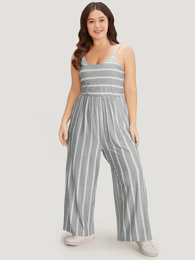 Striped Pocket Elastic Waist Cami Jumpsuit sold by Bloomchic product image thumbnail 2