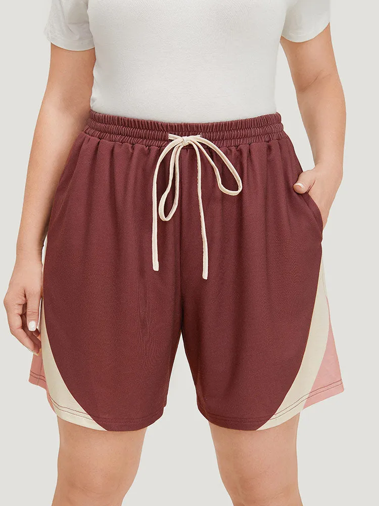 Contrast Pocket Drawstring Elastic Waist Shorts sold by Bloomchic product image thumbnail 3