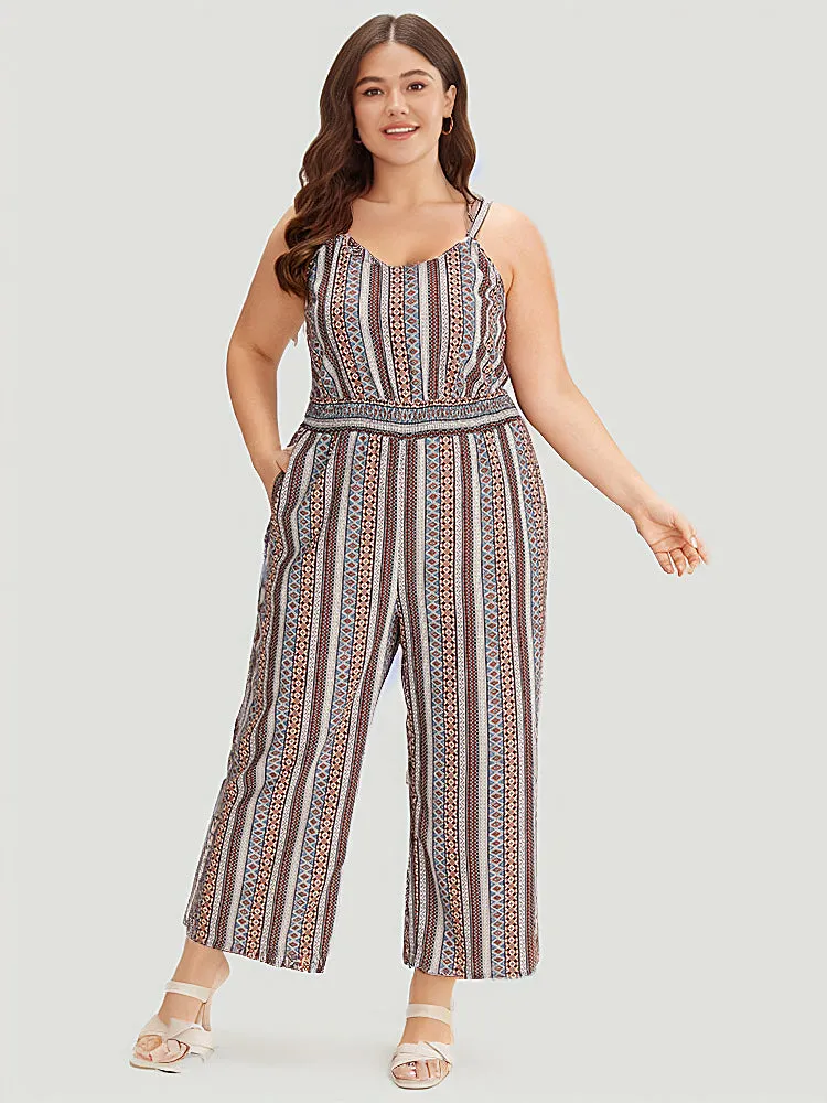 Bandana Striped Pocket Cami Jumpsuit sold by Bloomchic