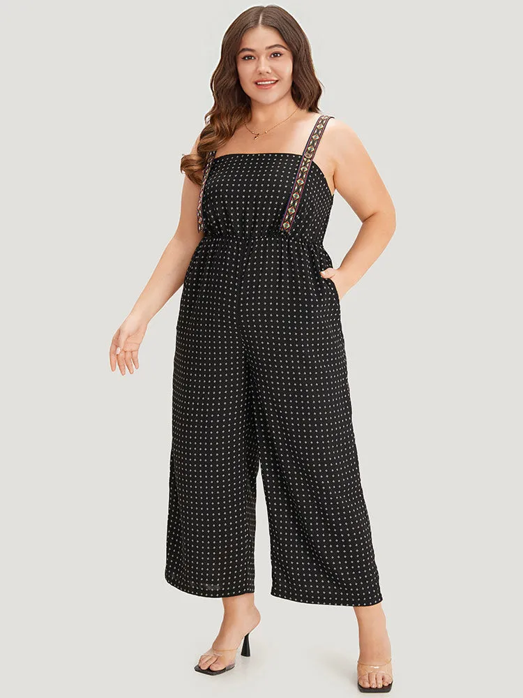 Geometric Print Pocket Button Elastic Waist Cami Jumpsuit sold by Bloomchic product image thumbnail 2