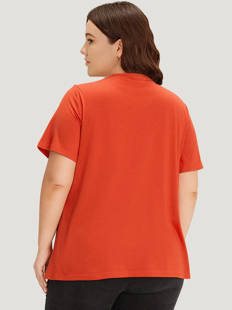 plain Ring Zipper Patchwork T-shirt sold by Bloomchic product image thumbnail 4