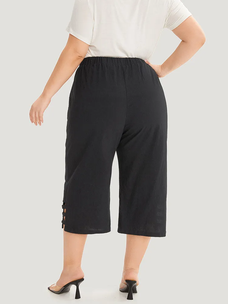 Solid Cut Out Pocket Loose Cropped Pants sold by Bloomchic product image thumbnail 3