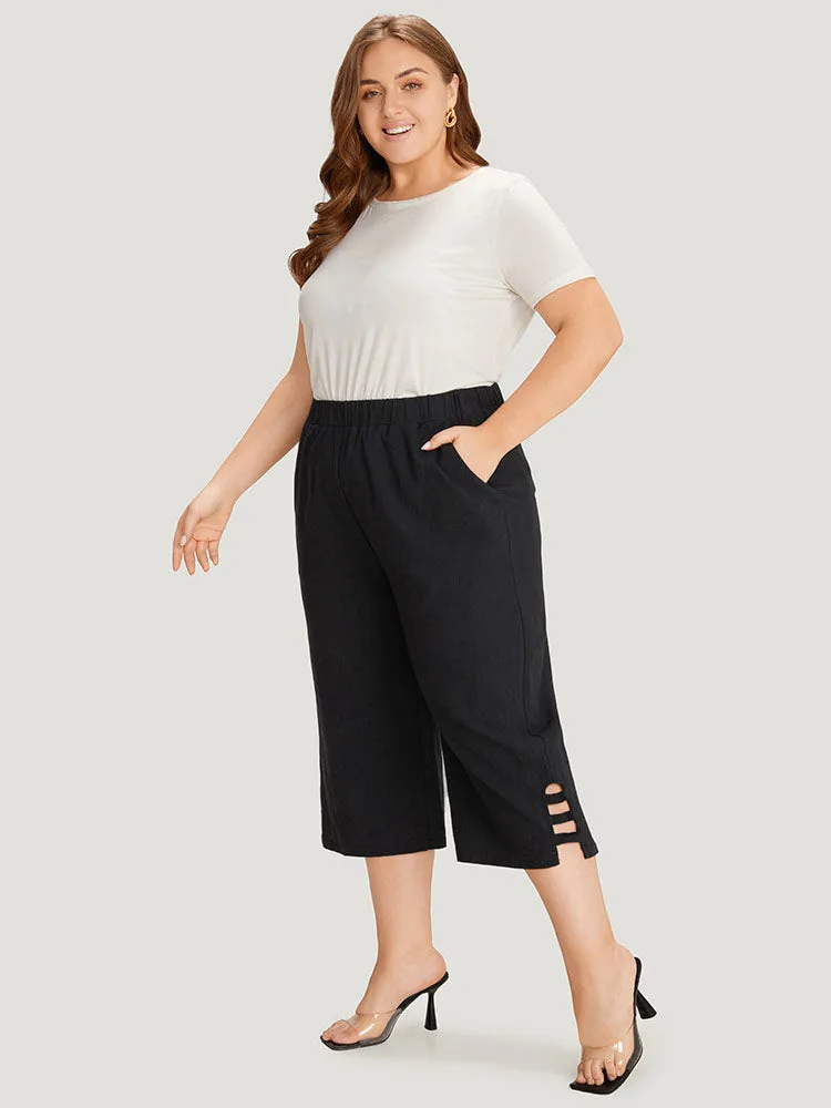 Solid Cut Out Pocket Loose Cropped Pants sold by Bloomchic product image thumbnail 4