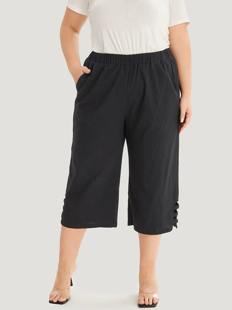 Solid Cut Out Pocket Loose Cropped Pants sold by Bloomchic product image thumbnail 2