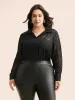 Textured Chiffon Shirt Collar Mesh Blouse sold by Bloomchic
