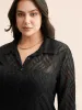 Textured Chiffon Shirt Collar Mesh Blouse sold by Bloomchic