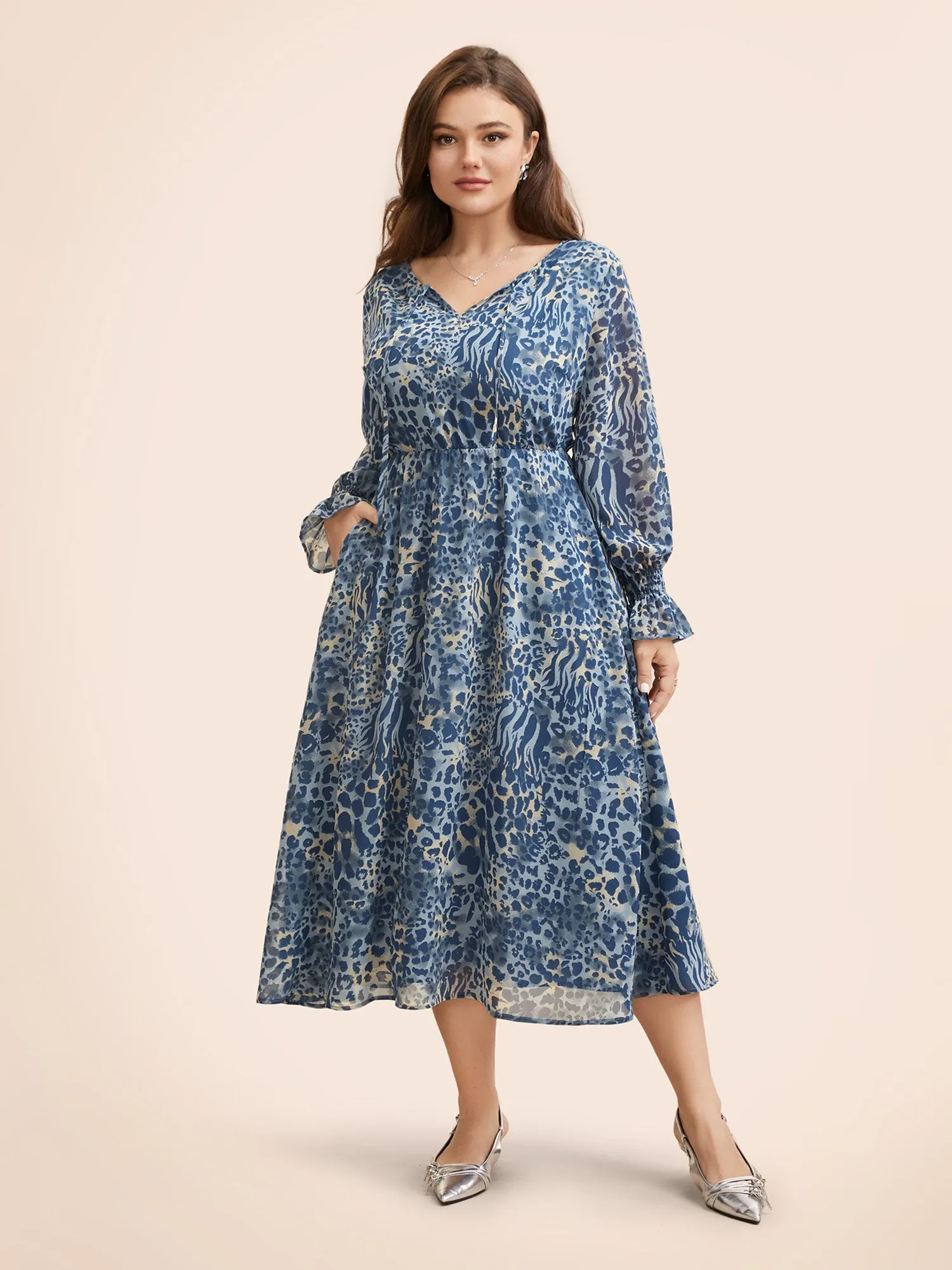 Leopard Print Chiffon Tie Knot Dress sold by Bloomchic product image thumbnail 2