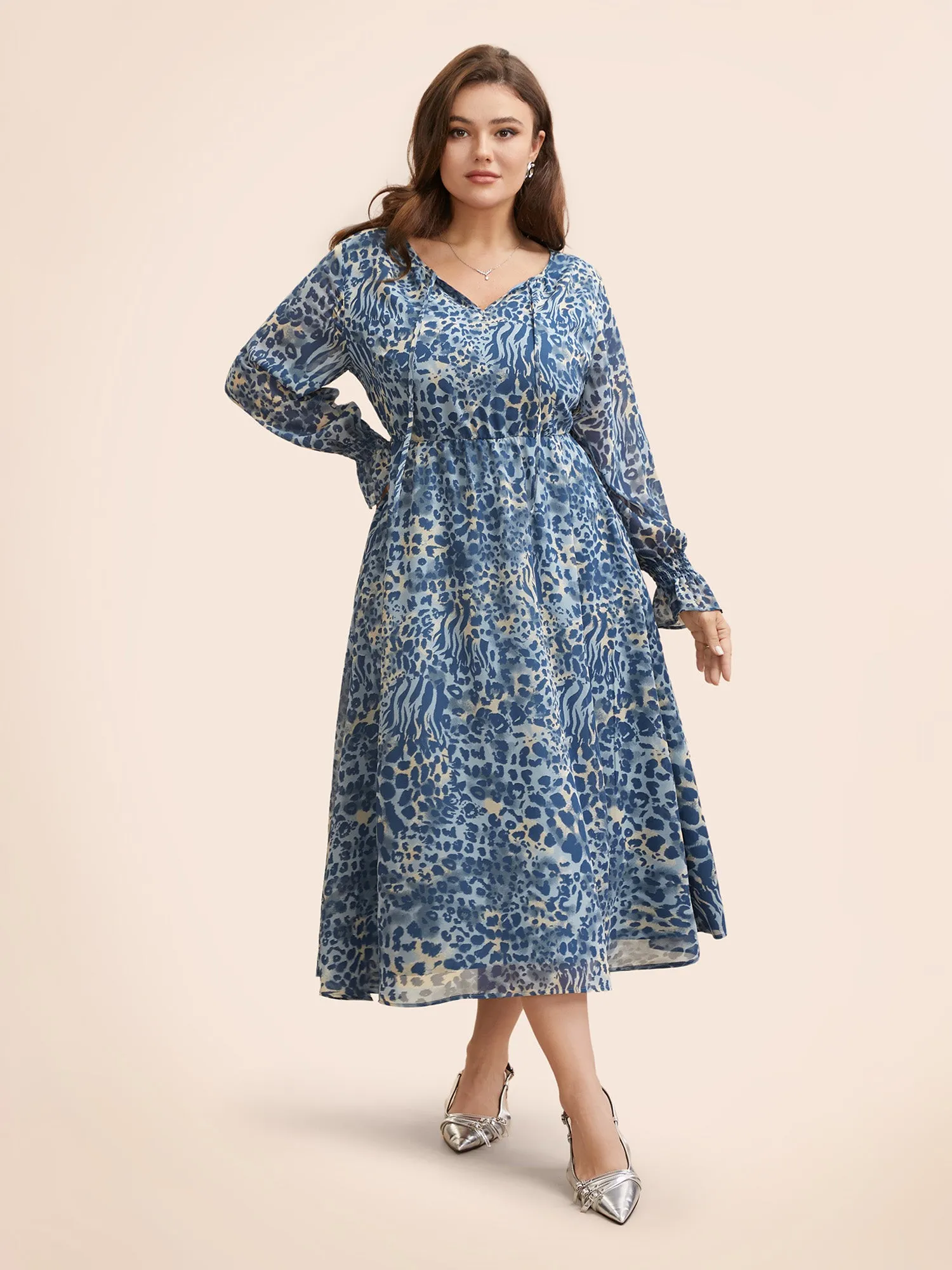 Leopard Print Chiffon Tie Knot Dress sold by Bloomchic