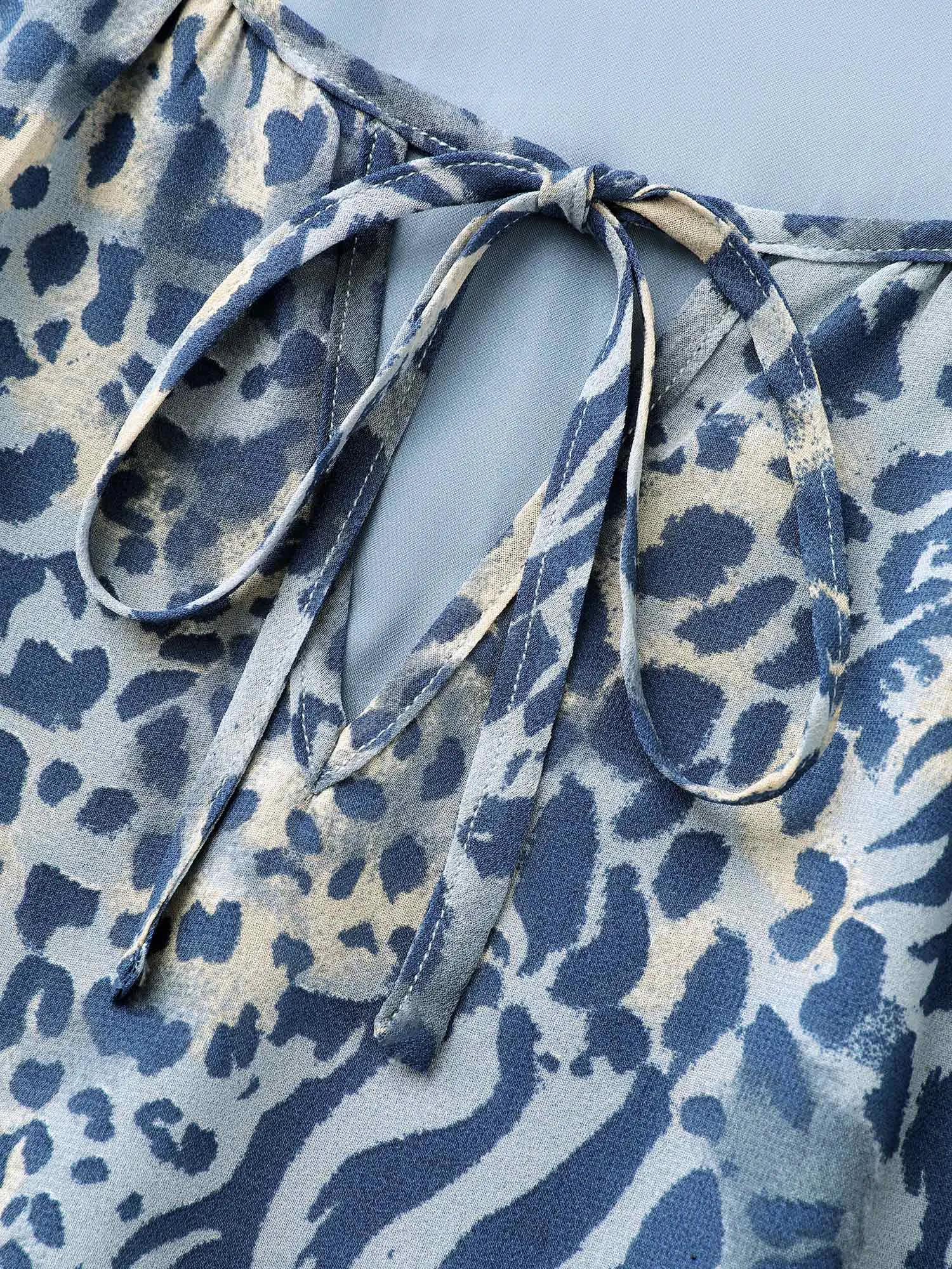 Leopard Print Chiffon Tie Knot Dress sold by Bloomchic product image thumbnail 5