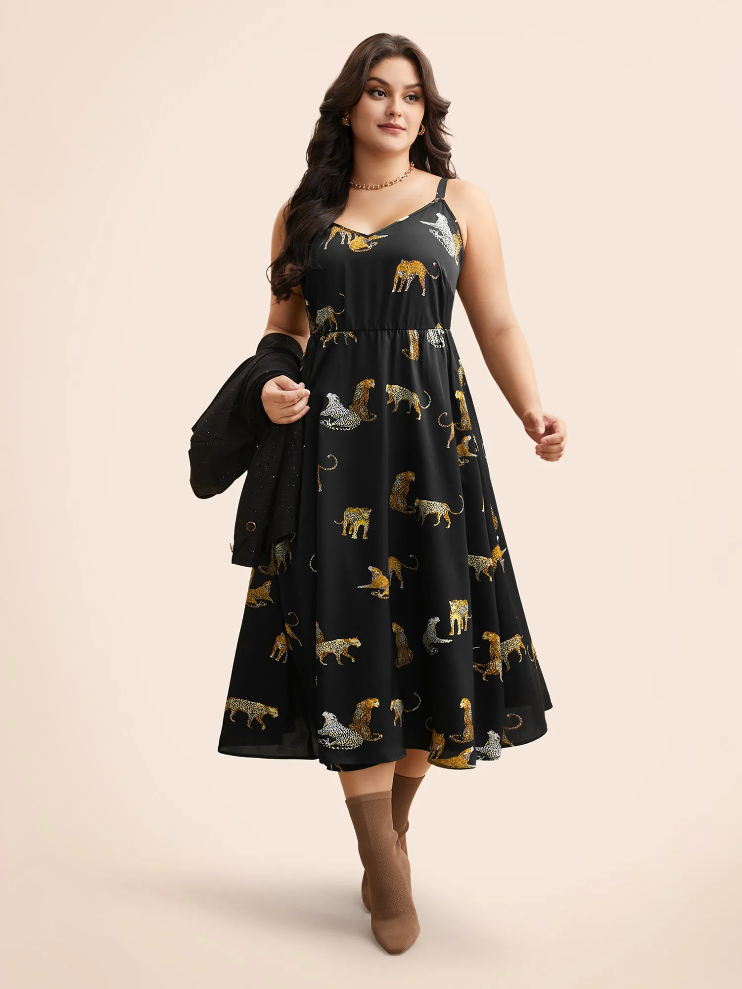 Animal Print Elastic Waist Cami Dress sold by Bloomchic