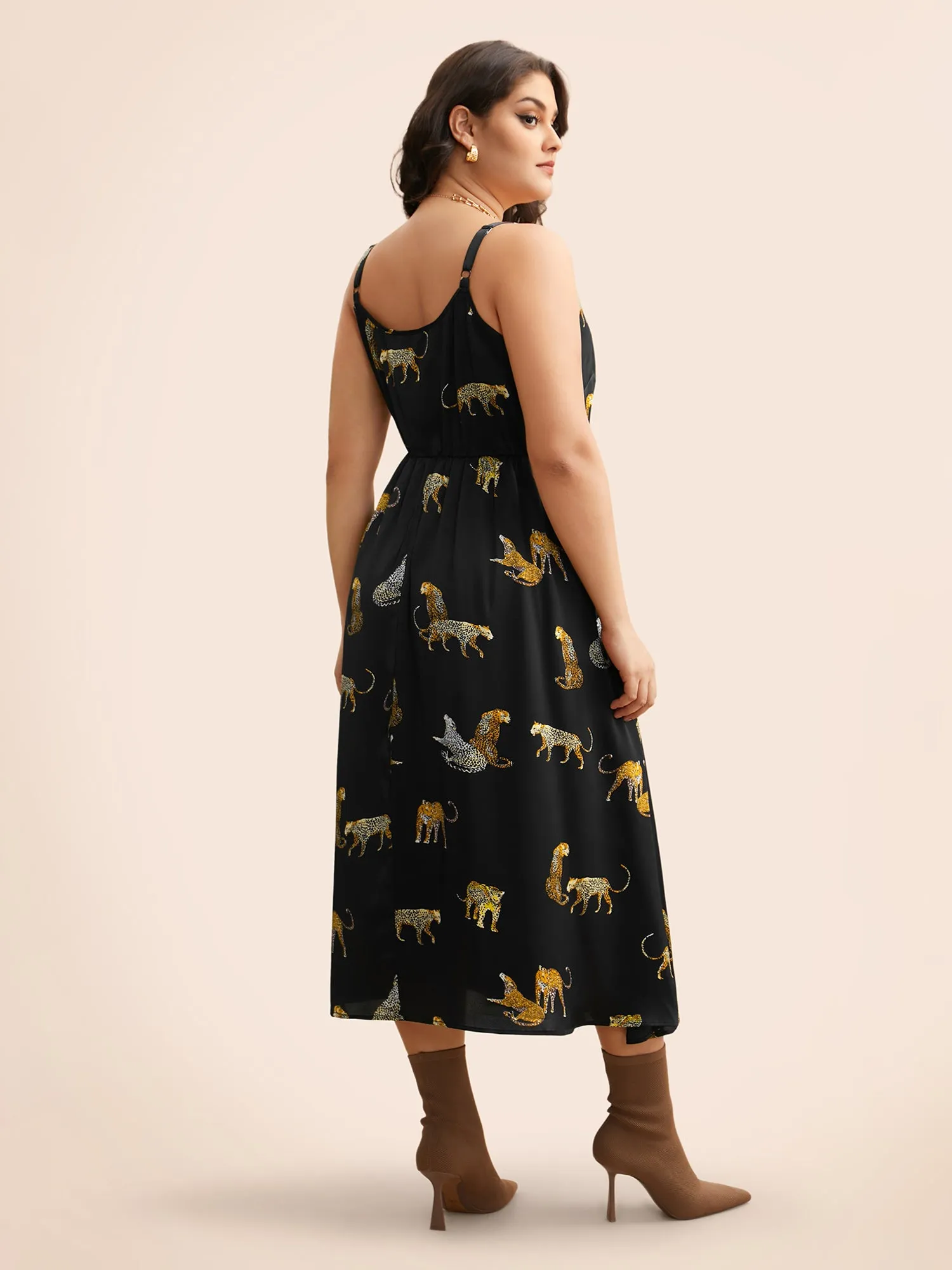 Animal Print Elastic Waist Cami Dress sold by Bloomchic product image thumbnail 4