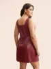 Solid PU Leather Bodycon Dress sold by Bloomchic