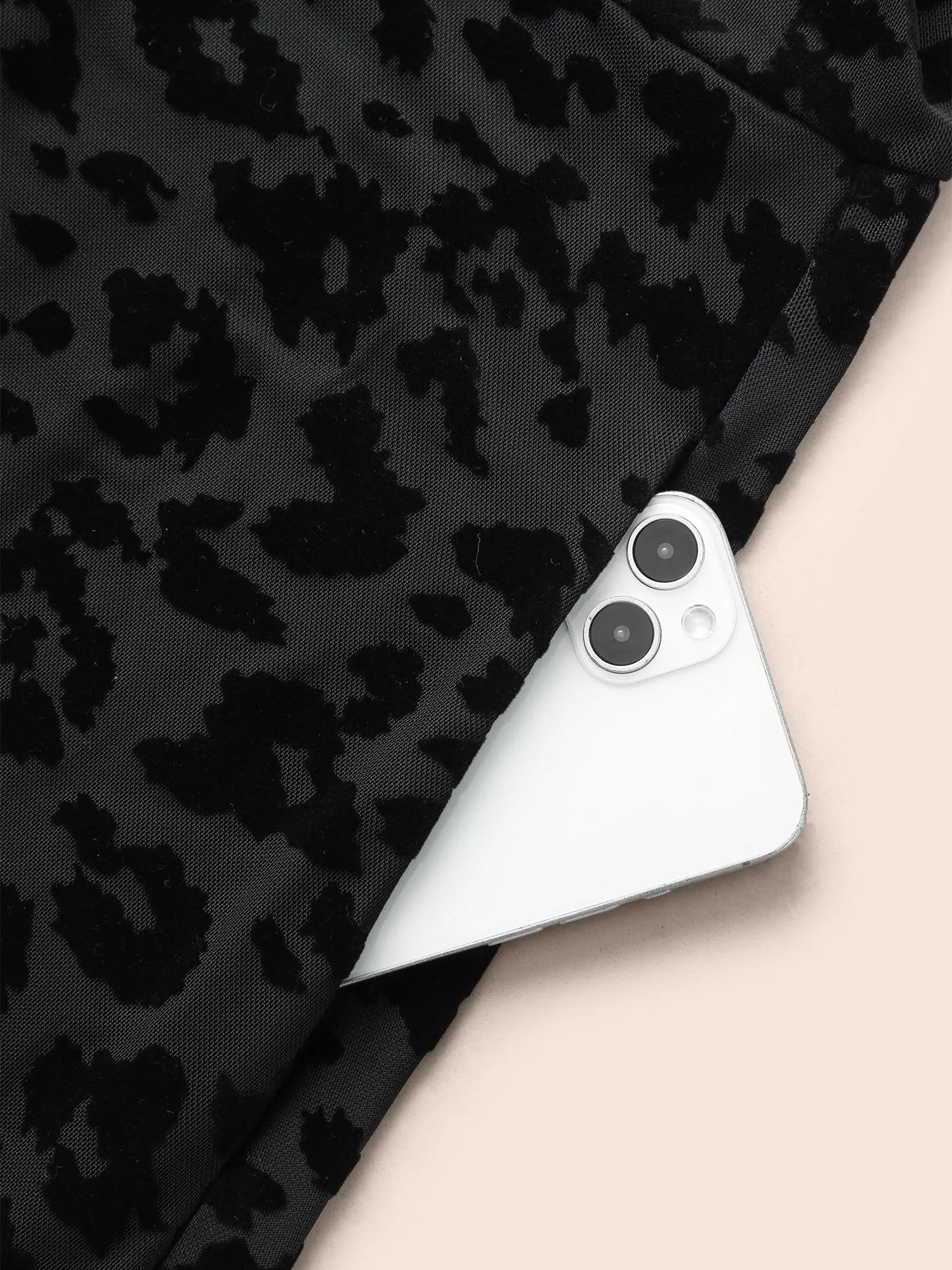 V Neck Flocking Mesh Midi Dress sold by Bloomchic product image thumbnail 5