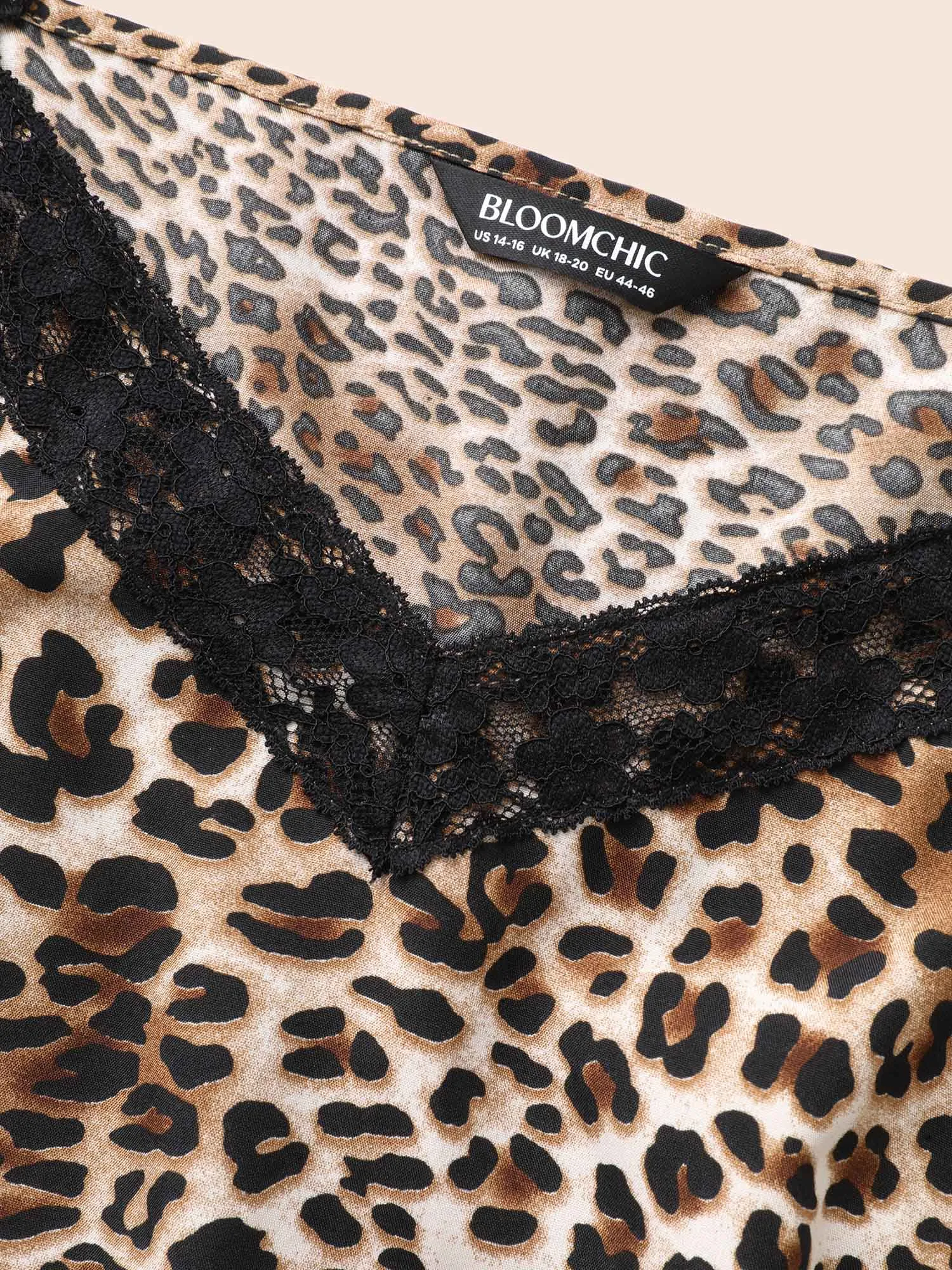 Leopard Print Lace Patchwork Slit Hem Dress sold by Bloomchic product image thumbnail 5