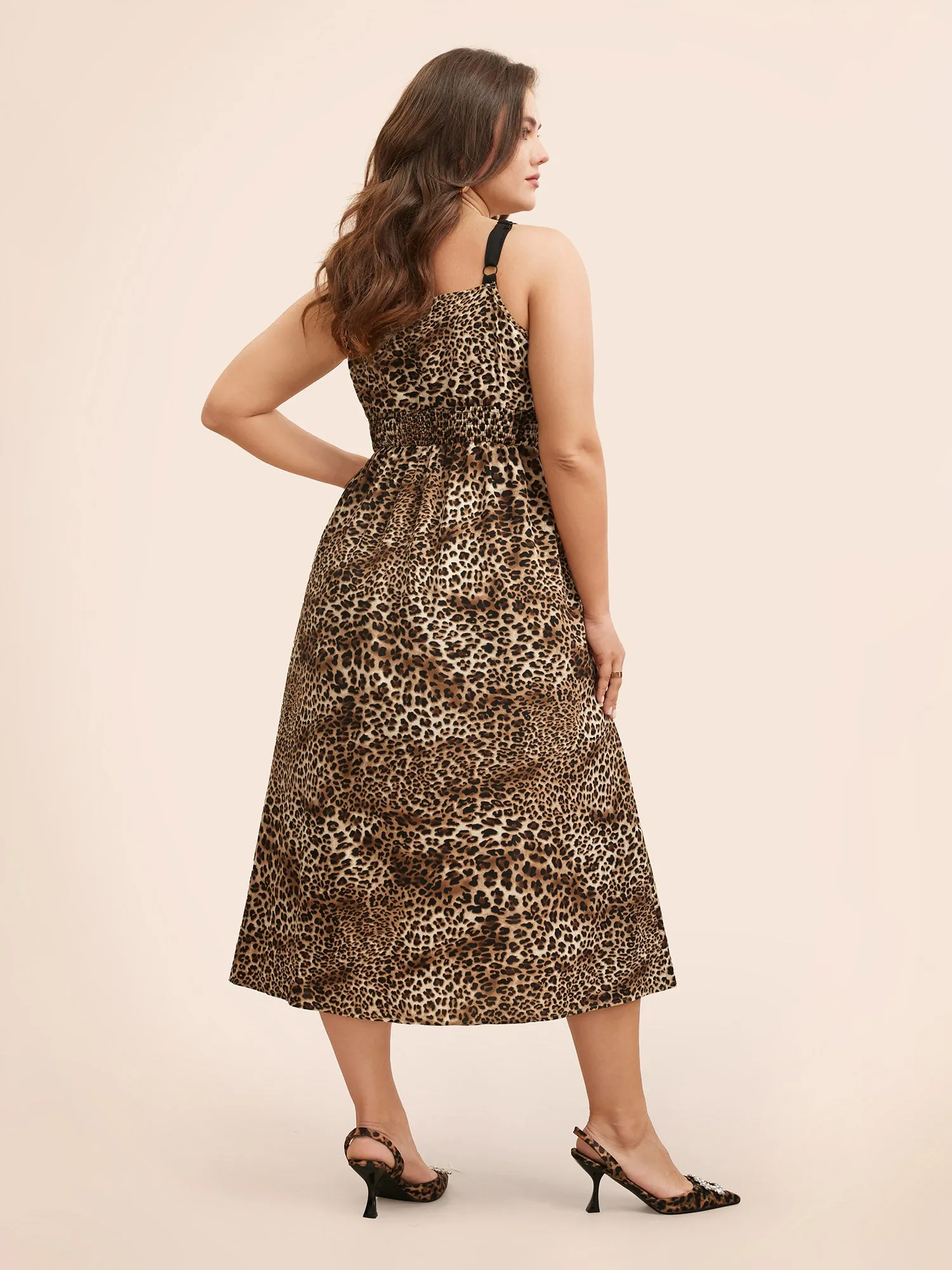 Leopard Print Lace Patchwork Slit Hem Dress sold by Bloomchic product image thumbnail 3