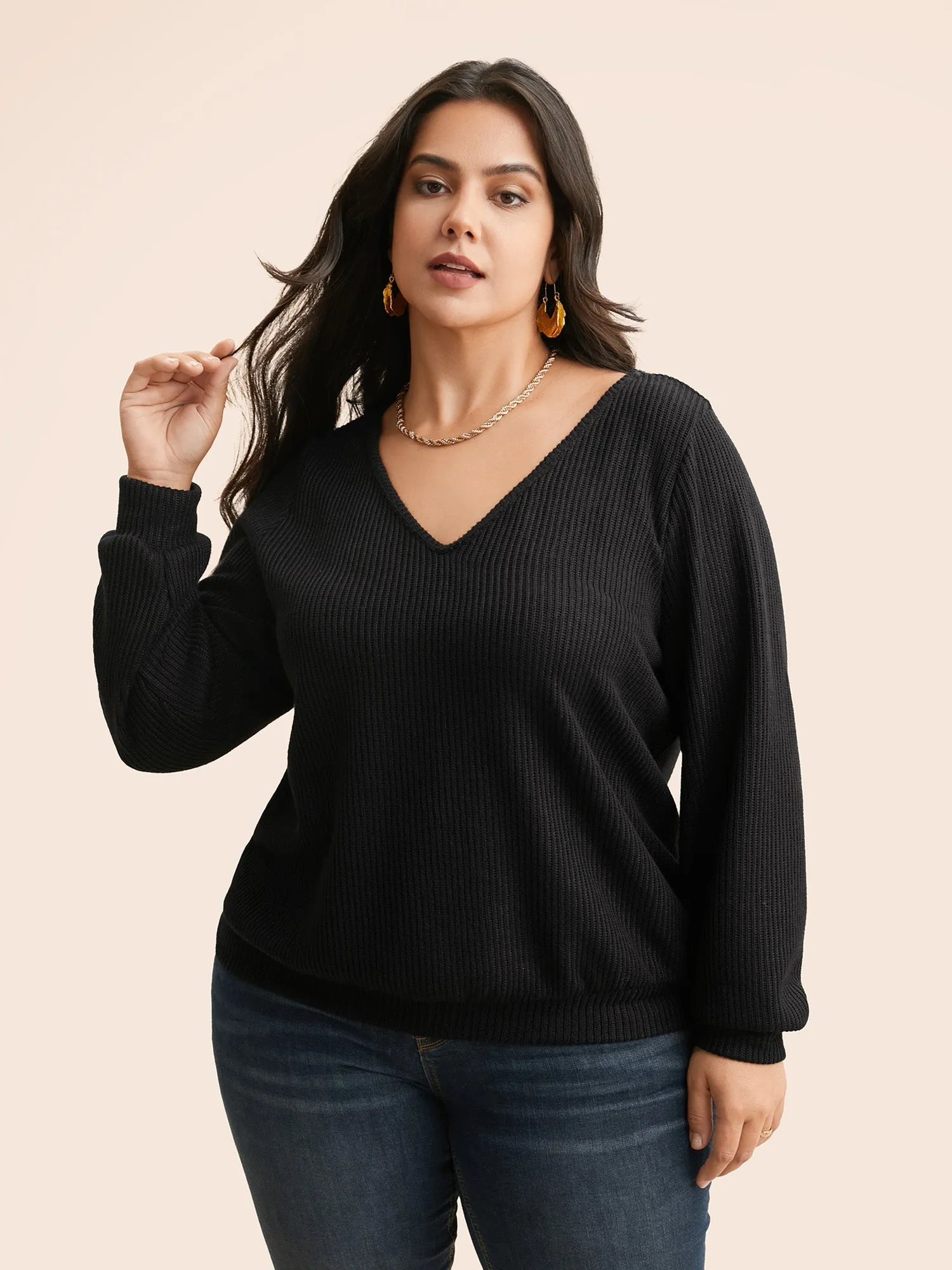 Textured Contrast Tie Knot Sweatshirt sold by Bloomchic