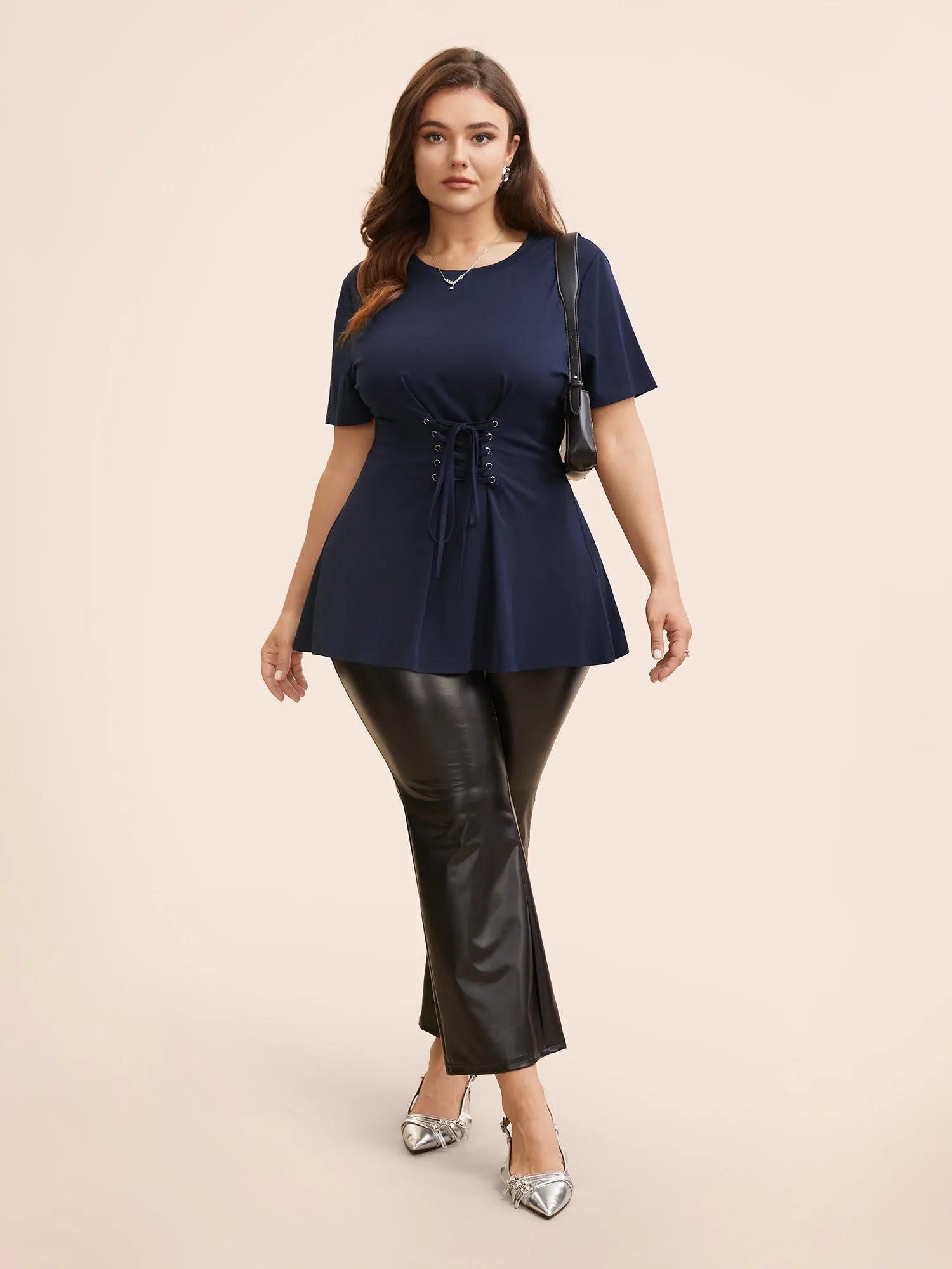 Plain Cross Straps High Stretch T-shirt sold by Bloomchic product image thumbnail 3