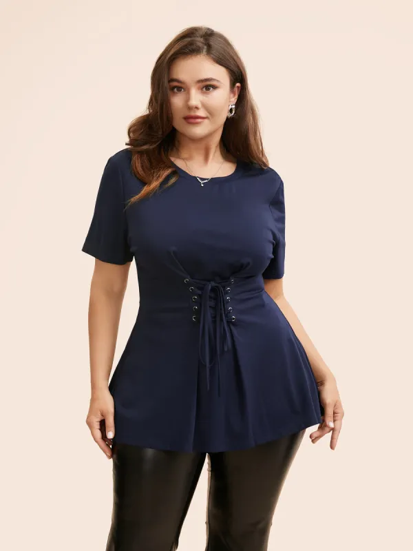 Plain Cross Straps High Stretch T-shirt sold by Bloomchic